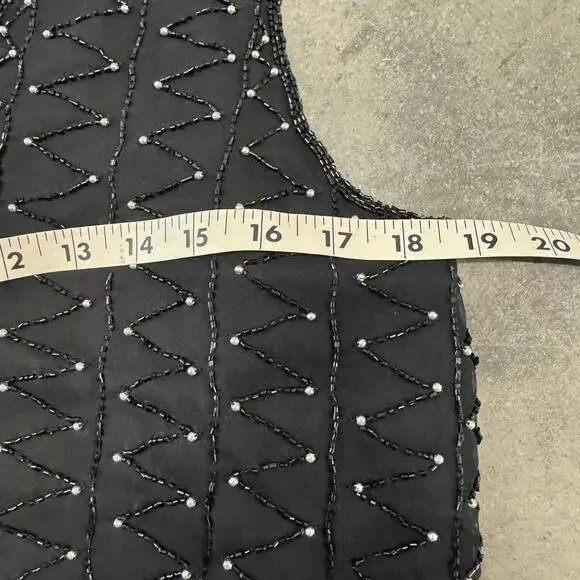 Vintage Y2K 90's Silk Embellished Sequin Beaded Black Vest Women's Small - Picture 5 of 6